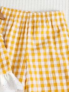 Emery Rose Kids Emery Rose Kids 2件套少女格子圆领休闲背心和裤子套装 - 黃色 - 查看 11