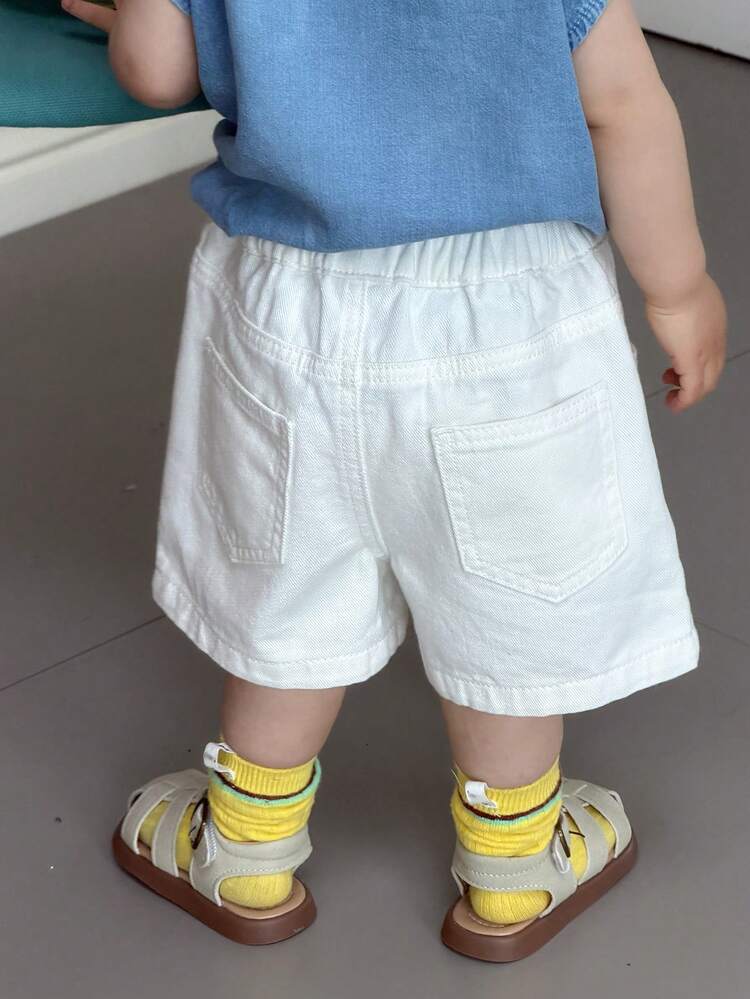 Baby Boys' Washed Casual Solid Color Denim Summer