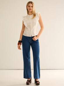 CielaLinda Áo kiểu nữ màu trắng thêu lỗ, xếp ly, phong cách boho. - trắng - Xem 3