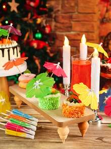 Mixed Color Cocktail Picks, Fruit Sticks, Bamboo Toothpicks, Tropical Summer Day Paper Umbrellas And Colorful Drink Umbrellas For Luau Hawaii Beach Party (Random Colors), Party, Birthday Decoration, For Outdoor, Camping - Multicolor - View 6