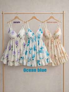 Sweetra Atasan Camisole Jala Motif Bunga untuk Wanita Ukuran Plus - MultiWarna - View 8