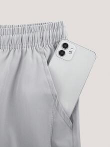 Men's Summer Lightweight Drawstring Waist Tapered Leg Pants, For Fall - Light Grey - View 4