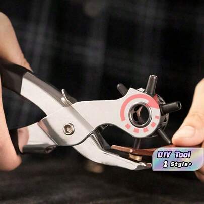 Máy đục lỗ da, máy đục lỗ thắt lưng 9 inch cho da công suất lớn, máy đục lỗ thắt lưng da cầm tay xoay 6 kích cỡ, hoàn hảo cho thắt lưng, dây đeo, đồ da thủ công tự làm và sửa chữa