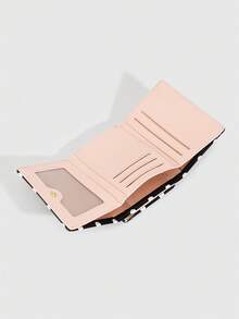 ROMWE Kawaii 1 Buah Dompet Pendek Modis Dopamin Lucu dengan Motif Polkadot & Kancing, Tempat Kartu Motif Kumbang Musim Semi dan Musim Panas, Dompet Lipat Tiga Elegan dengan Klip Logam, Dompet Pendek Kompak untuk Wanita, Hadiah Kembali ke Sekolah, Pengatur Kartu Harian Portabel - Hitam - View 6