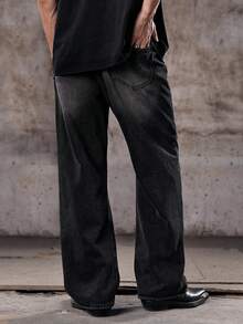 Boys' Distressed Denim Jeans, Casual Wear, Minimalist Fashion, Incorporating Ripped And Faded Elements, Blending Hip-Hop And Rap Styles, Suitable For All Seasons And Summer, Men's Pantsemo - Black - View 2