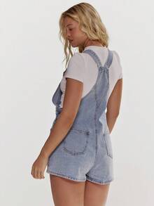 MUSERA Washed Denim Dungarees Spring Summer Cute Girly Holiday Vacation Beach Everyday Casual Sorbet - Blue - View 2