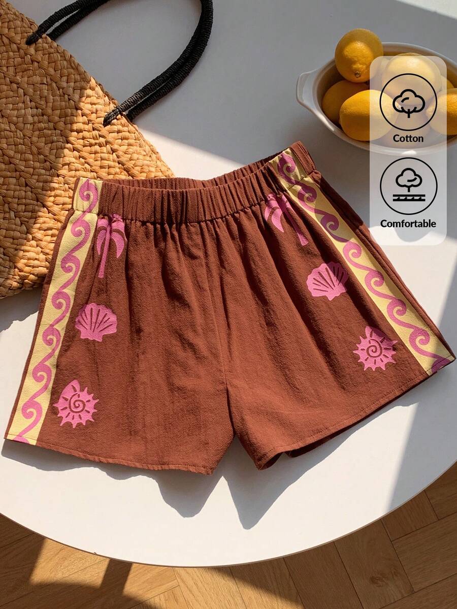 Comfortcana Women's Vacation Casual Colorblock Print Shorts - Multicolor - View 1