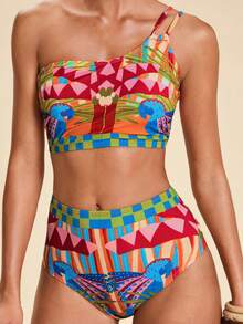 SHEIN TRVLCHIC Bộ bikini in họa tiết toàn thân dành cho nữ, thích hợp mặc đi biển mùa hè. - Nhiều màu - Xem 1