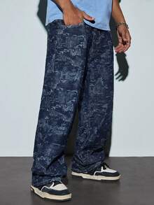 Modcrash Quần jeans ống đứng cạp trung ONE.DINY kiểu Mỹ, chất liệu jacquard, thoải mái và thanh lịch, thích hợp làm quà tặng dịp lễ. - Màu xanh lam - Xem 5