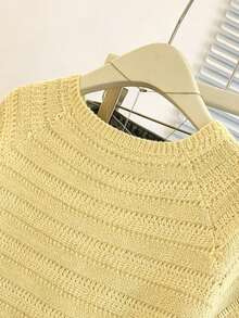 Franclia Áo khoác cardigan cổ tròn kẻ sọc thiết kế độc đáo, đa năng, tôn dáng cho nữ, hàng mới về. - Vàng nhạt - Xem 5