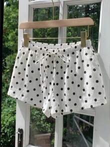 SHEIN EZwear 女士休闲波点印花短裤，适合春夏、日常通勤、约会、派对、秋冬、圣诞节、新年、感恩节、婚礼、海滩、毕业典礼、时尚、优雅、休闲、外出、约会、预订、通勤、闪亮、情人节、优雅、度假、休闲、Y2K、外出、毕业典礼等各种场合。 - 彩色 - 查看 3