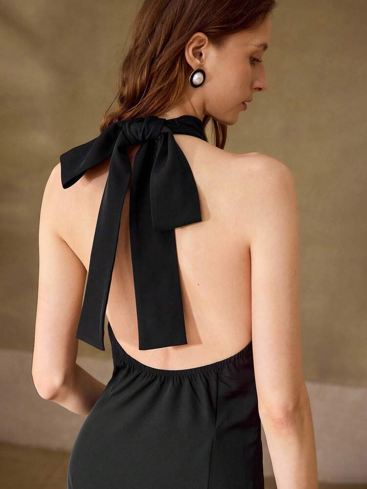 WOMEN'S MID-LENGTH DRESS, ELEGANT BLACK BOTTOM CONTRAST LACE, COMFORTABLE & FASHIONABLE