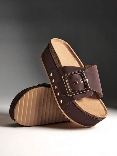 Solezae Women's New Wedge Platform Slip-On Sandals, Comfort Minimalist Birkenstocks Style Casual Backless Slides Valentine's Day Summer Shoes