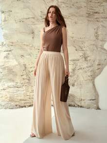 MOTF PREMIUM COTTON STRAP DECORATED TANK TOP, SPRING/SUMMER - Coffee Brown - View 1