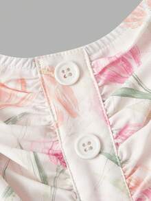 SHEIN MOD Đầm hai dây ngắn in hoa cài nút dành cho nữ - Nhiều màu - Xem 3