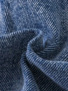SHEIN 女童牛仔无袖外套，轻薄夏季款，休闲可爱甜美街头时尚设计，百搭中度水洗蓝色，夏季度假必备，简约基础款按扣前袋装饰做旧水洗无袖短款牛仔外套，柔软舒适的棉质牛仔面料，适合日常穿着、派对、上学、通勤等场合，2026夏季新款 - 中等水洗藍 - 查看 3