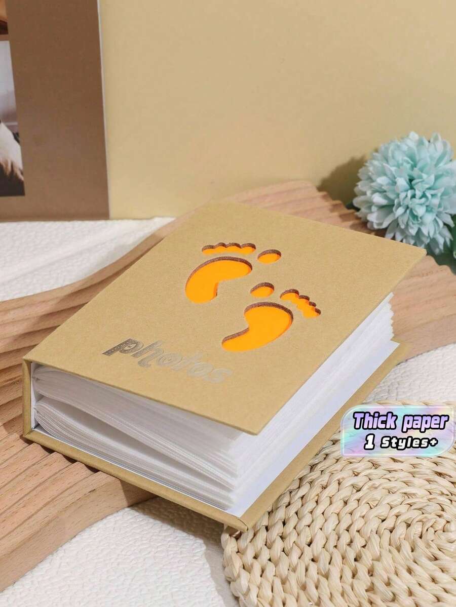 1pc Hollow Letter Graphic Photo Album, Cute Foot Print Photo Card Case For Household Back To School,Back To School,School Supplies - Multicolor - View 1