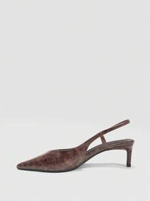 CUCCOO BIZCHIC 女士巧克力棕色优雅尖头小猫跟凉鞋，通勤时尚单品 - 摩卡棕 - 查看 8
