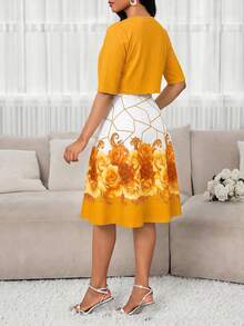 Lady Conjunto de falda larga y chaqueta corta de dos piezas, de colores brillantes y románticos, con un temperamento elegante y maduro, ideal para primavera y verano - Multicolor 6 - Ver 2