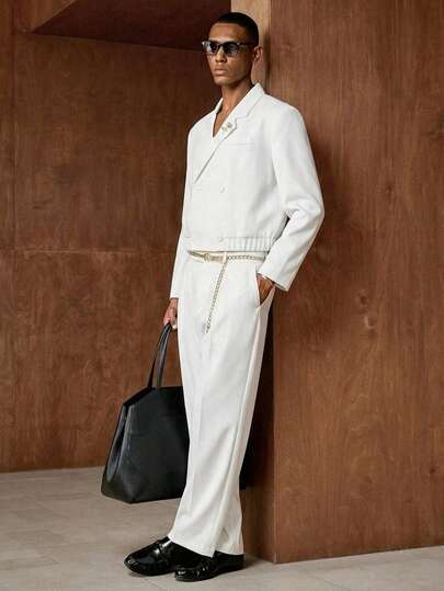 AKNOTIC Business Casual Bộ vest nam cổ ve áo, tay dài, gồm áo khoác và quần tây.