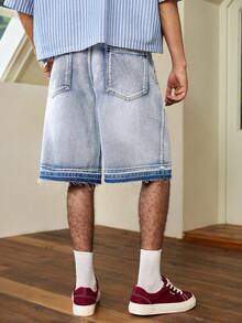 Whitmere Men's Denim Shorts Jeans, Urban Casual Y2K Distressed Versatile Fashionable Streetwear Sporty, Loose, Daily Commute Home Outdoor - Blue - View 3