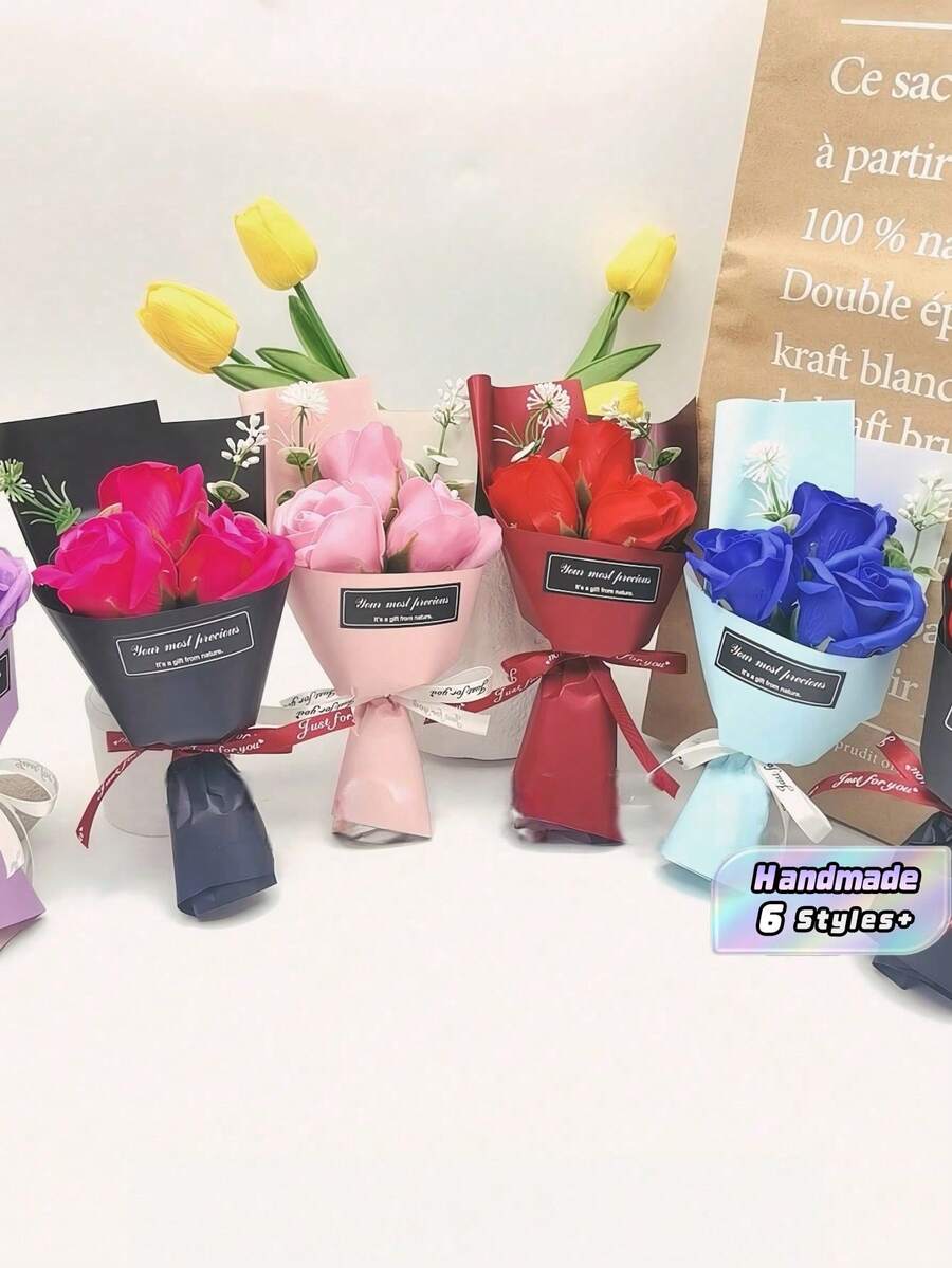 人造玫瑰花束手工皂装饰品,持久留香,适用于家居、浴室、办公室装饰,是馈赠佳品。 - 藍色 - 查看 1