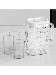 A Set Of 2L High-Quality Cold Water Pitchers, Suitable For Home, Office, And Outdoor Use. Large Capacity 2L Cold Water Pitcher, High-Temperature Resistant Plastic Cold Brew Pitcher, Water Storage Pitcher Set, Simple And Stylish, Suitable For Kitchen And Dining Room Use, Minimalist And Stylish Pattern. - Multicolor - View 5