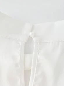 SHEIN Áo sơ mi trắng công sở lịch sự, phong cách Pháp lãng mạn, thích hợp đi làm. - trắng - Xem 6