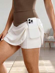 CovetEZ Đầm thể thao nữ không tay cổ phối màu tương phản - màu nâu - Xem 5