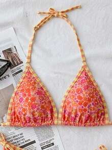 SHEIN Bộ bikini họa tiết hoa nhí nhiều màu sắc dành cho thiếu nữ, đồ bơi mùa hè ngọt ngào cho kỳ nghỉ biển. - Hồng - Xem 3
