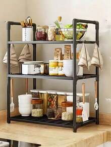 1 Giá đỡ lò vi sóng nhiều tầng bằng sắt có móc treo, tiết kiệm không gian, không cần lắp ráp, giá để đồ chịu lực cao, kệ đựng đồ nhà bếp. - Nhiều màu - Xem 11