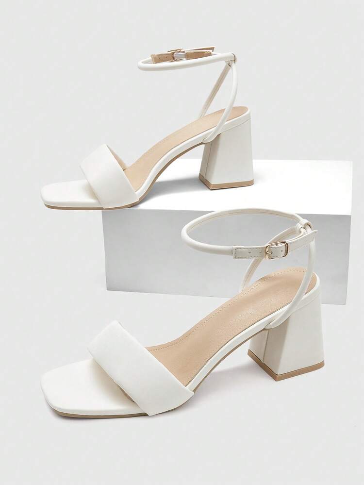 CUCCOO BIZCHIC Women's Shoes New Fashionable Versatile Simple Commuter White High-Heeled Sandals