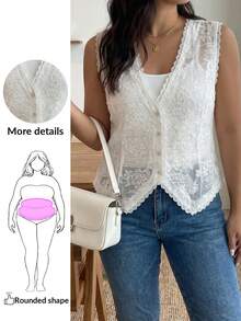 Enliva Áo tank top nữ cỡ lớn thời trang xuân hè, dáng rộng, thanh lịch, thoải mái, màu trắng thêu họa tiết, khoét lỗ, xuyên thấu, phong cách cổ điển, boho chic, đi nghỉ mát, đi chơi, trang phục miền Tây, phong cách châu Âu mùa hè, trang phục công sở, trang phục dự tiệc, áo hè dễ thương, áo hè. - trắng - Xem 2