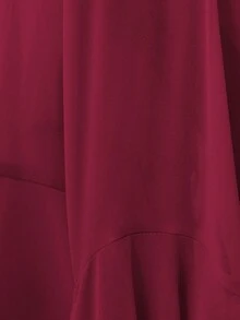 BELROSIE 法式时尚度假简约宽松复古百搭V领金色纽扣荷叶边长袖上衣 - 中紫紅色 - 查看 7
