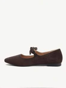 CUCCOO CHICEST Spring And Autumn, New Bow Decoration, Solid Color, Low Vamp Small Square Toe, Casual And Comfortable Versatile, Women's Flats, First Choice For Dating, Gifts - Coffee - View 5