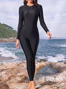 Swim Mulvari Swim Shayni Women Floral Print Long Sleeve Modest Flowy Sexy Burkini Set Maxi Skirt Full Coverage Muslim Swimwear Summer Beach Vacation Black - Multicolor - View 3