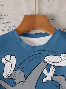 TOM & JERRY X SHEIN 2pcs Young Boy Casual Cartoon Print Short Sleeve T-Shirts, Suitable For Daily Wear - Multicolor - View 5