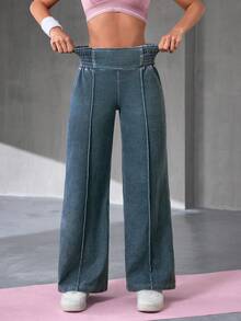 Flexra Quần jeans nữ thường ngày, cạp chun, kiểu dáng casual, đã giặt. - Rửa nhẹ - Xem 7