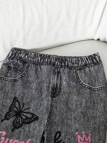 SHEIN Pantalones acampanados casuales de punto ajustados para niña - Multicolor - Ver 8
