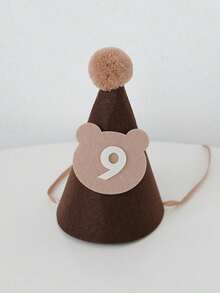 SHEIN 1 件 17cm * 12cm 可爱棕熊形状无纺布生日帽，派对帽装饰，发夹发饰，生日礼物，适合 1-9 岁 - 棕色 - 查看 16