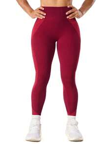 SHEIN Velisys Quần legging thể thao nữ không đường may, kiểu đan chéo, thích hợp cho yoga trong nhà và ngoài trời, tập thể dục, dài đến mắt cá chân. - Nhiều màu - Xem 5