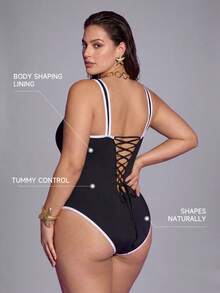 Shapewave 2026 New Plus Size Women Beach Holiday Colorblock Adjustable Strap Starfish Decor Backless One-Piece Swimsuit  For Women Holiday - Multicolor - View 7