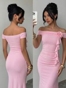 Chân váy ôm sát không dây vai, xẻ tà, thời trang và gợi cảm, thiết kế ôm sát, xẻ tà cao, thích hợp cho tiệc tùng. - Hồng - Xem 1