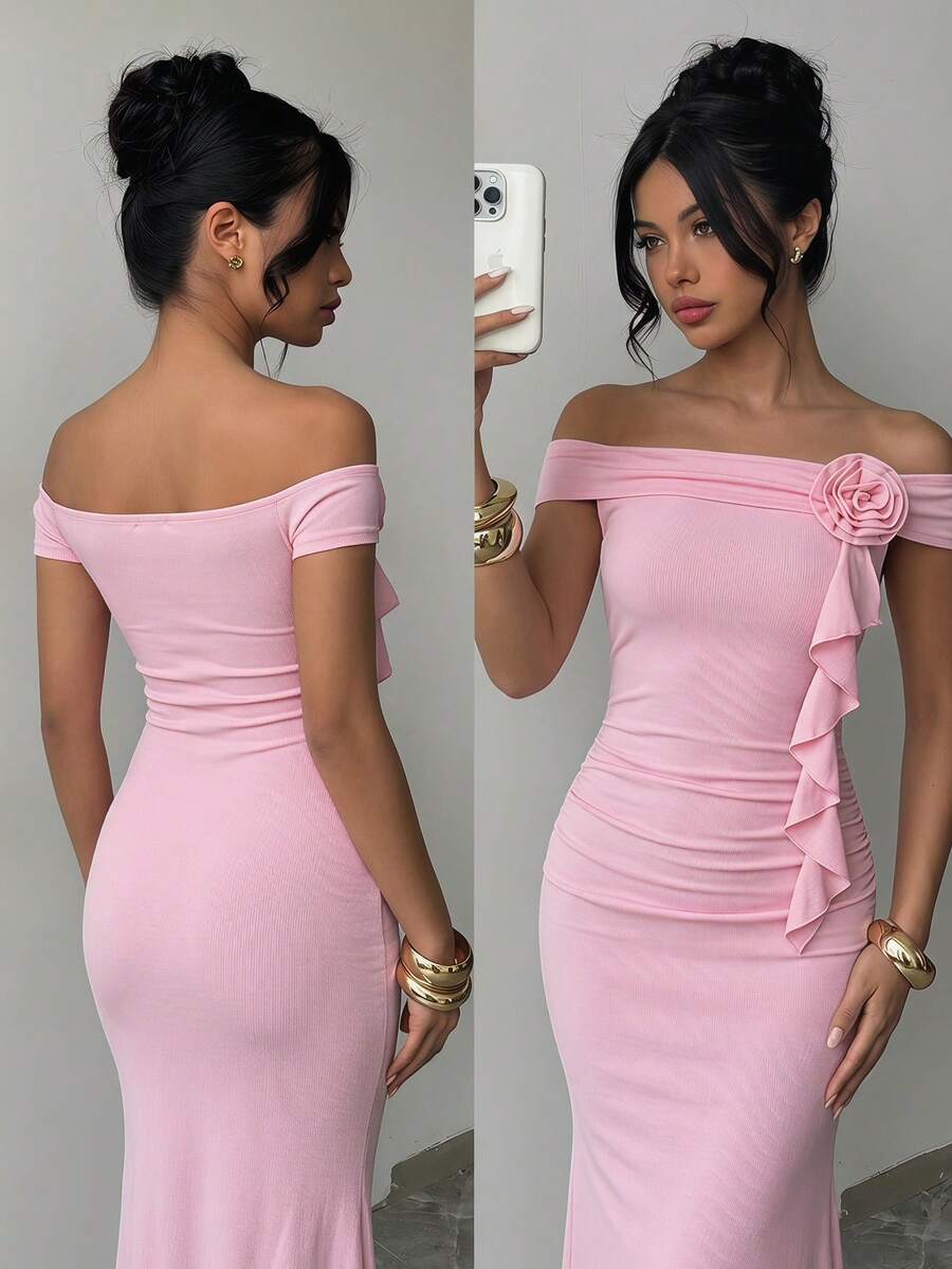 Chân váy ôm sát không dây vai, xẻ tà, thời trang và gợi cảm, thiết kế ôm sát, xẻ tà cao, thích hợp cho tiệc tùng. - Hồng - Xem 1