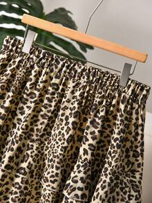 SHEIN Cosyjoi Plus Size Women Leopard Print Ruffle Hem Skirt, Fashionable Daily Wear Casual Skirt For Plus Size - Multicolor - View 4