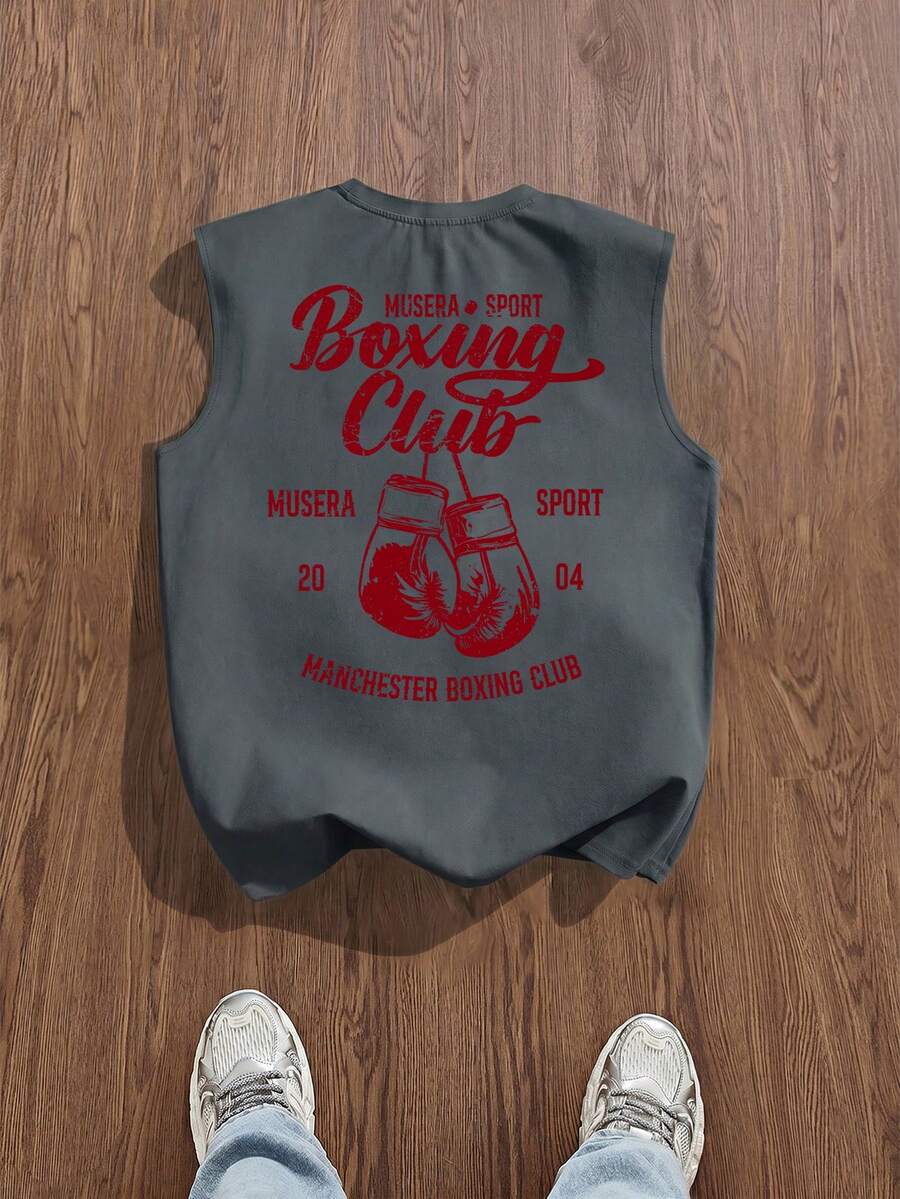 StoneGrade Áo tank top màu xám in hình và chữ dành cho nam - Xám - Xem 1