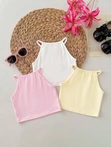 SHEIN Kamisol Rajut Kasual Nyaman Musim Panas untuk Bayi Perempuan, Warna Polos, Berbagai Pilihan Warna - MultiWarna - View 8