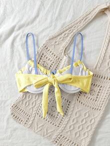Swim Mod Women's Yellow Spaghetti Strap Bikini Top, Suitable For Summer Vacation Holiday Beach Party Tropical Cute Sexy - Pale Yellow - View 3