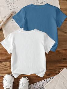 TOM & JERRY X SHEIN 2pcs Young Boy Casual Cartoon Print Short Sleeve T-Shirts, Suitable For Daily Wear - Multicolor - View 2