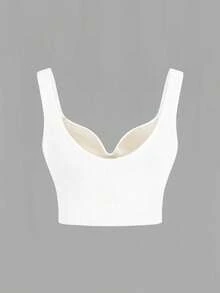 SHEIN Rhythm Era Sujetador deportivo de unicolor talla grande - Blanco - Ver 4
